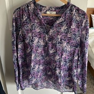 Isabel Marant Etoile Purple Floral Long Sleeve Blouse - Medium
